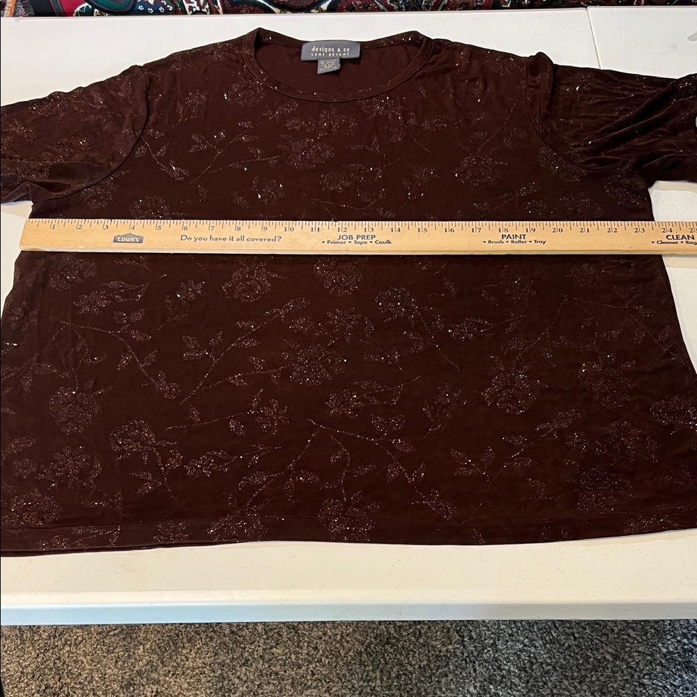 #34. 🪷 brown floral detail blouse. 18/20 xxl - Picture 2 of 6